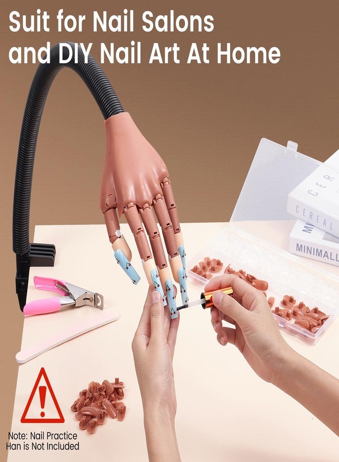 Wilfniee Fit for Wilfniee Magnetic Hand Only- 200PCS Replacement Nail Tips for Magnetic Practice Hand - Clear Brown Refill Acrylic Fake Nail Tips for Magnetic Nail Practice Hand - Image 5